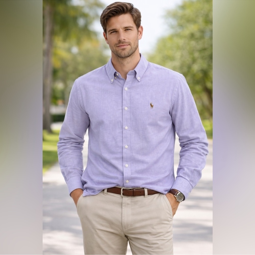 Ralph Lauren Lavender Cotton Button-Down Oxford Shirt size large